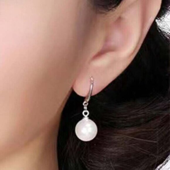Classic Pearl Drop Earrings – Sterling Silver 925 - Picture 3 of 4